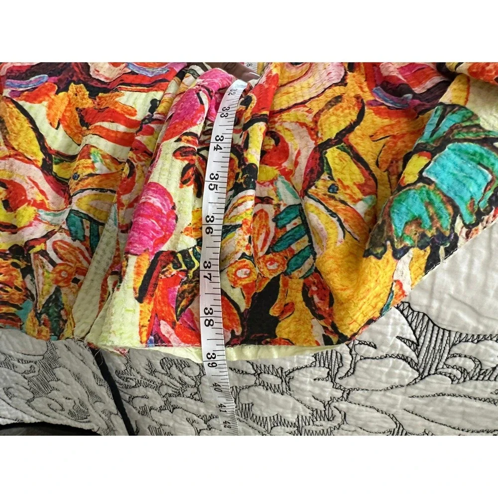 Hemant and Nandita Floral Smocked‎ Midi Dress XL Multicolor Cotton Long Sleeve